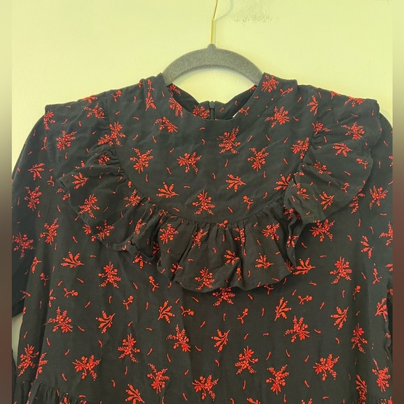 Zara Size M Black Ruffled Mini Dress (i108) - Picture 2 of 11